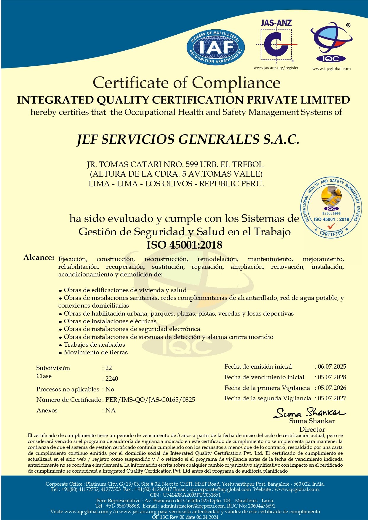 ISO 45001 certificación